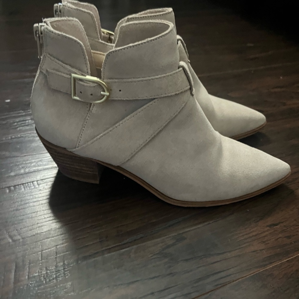 Sole Society Cream Ankle Booties with Strap Detail